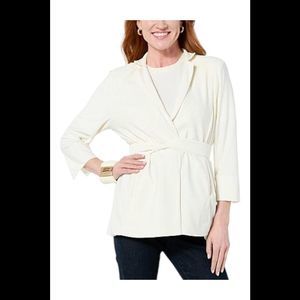 WynneLayers Women's Luxe Crepe Lapel Blazer Creme Fraiche - Regular